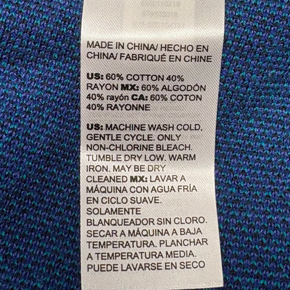 NWT Chico's size 3 (XL/16) Blue Teal Floral Print Knit Tunic Sweater 3/4 Sleeve - Picture 6 of 9